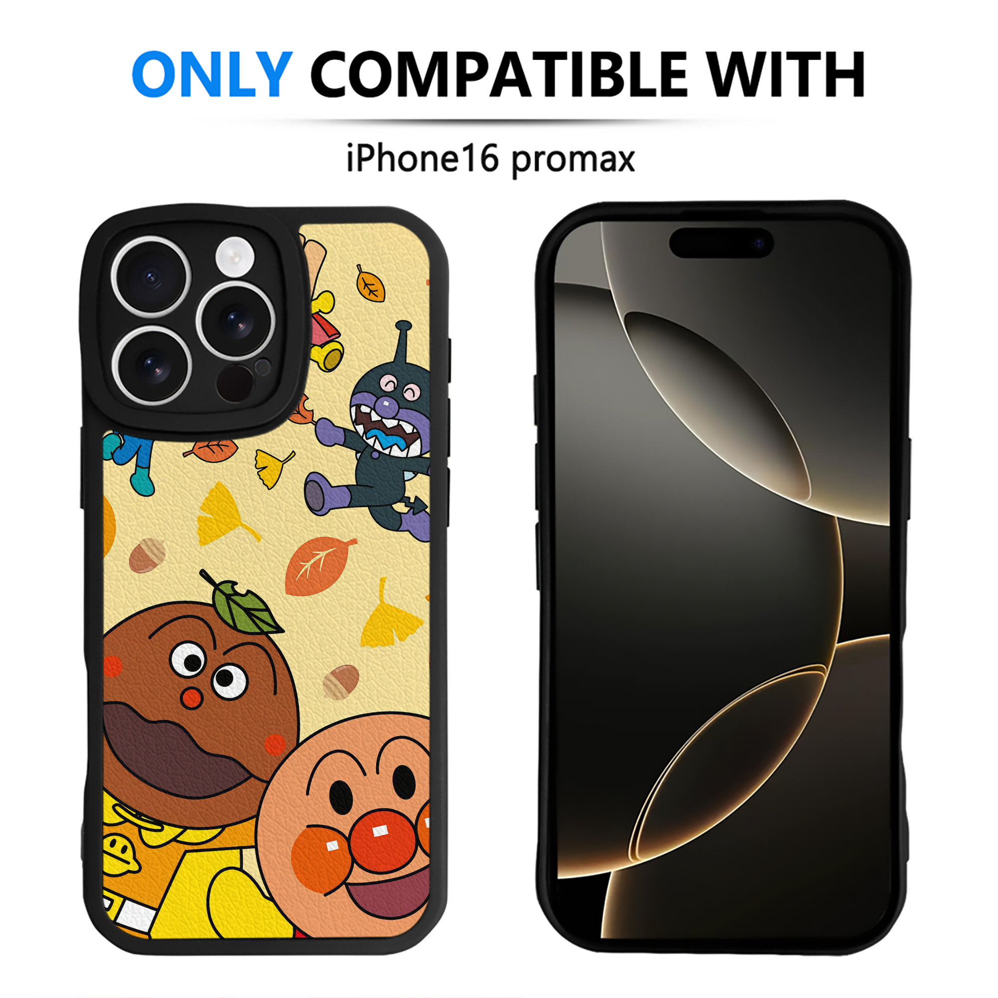 （画像用） アンパンマン Anpanman 【iPhone 16シリーズ対応】シリコンスマホケース（レザー調） 材質：シリコン